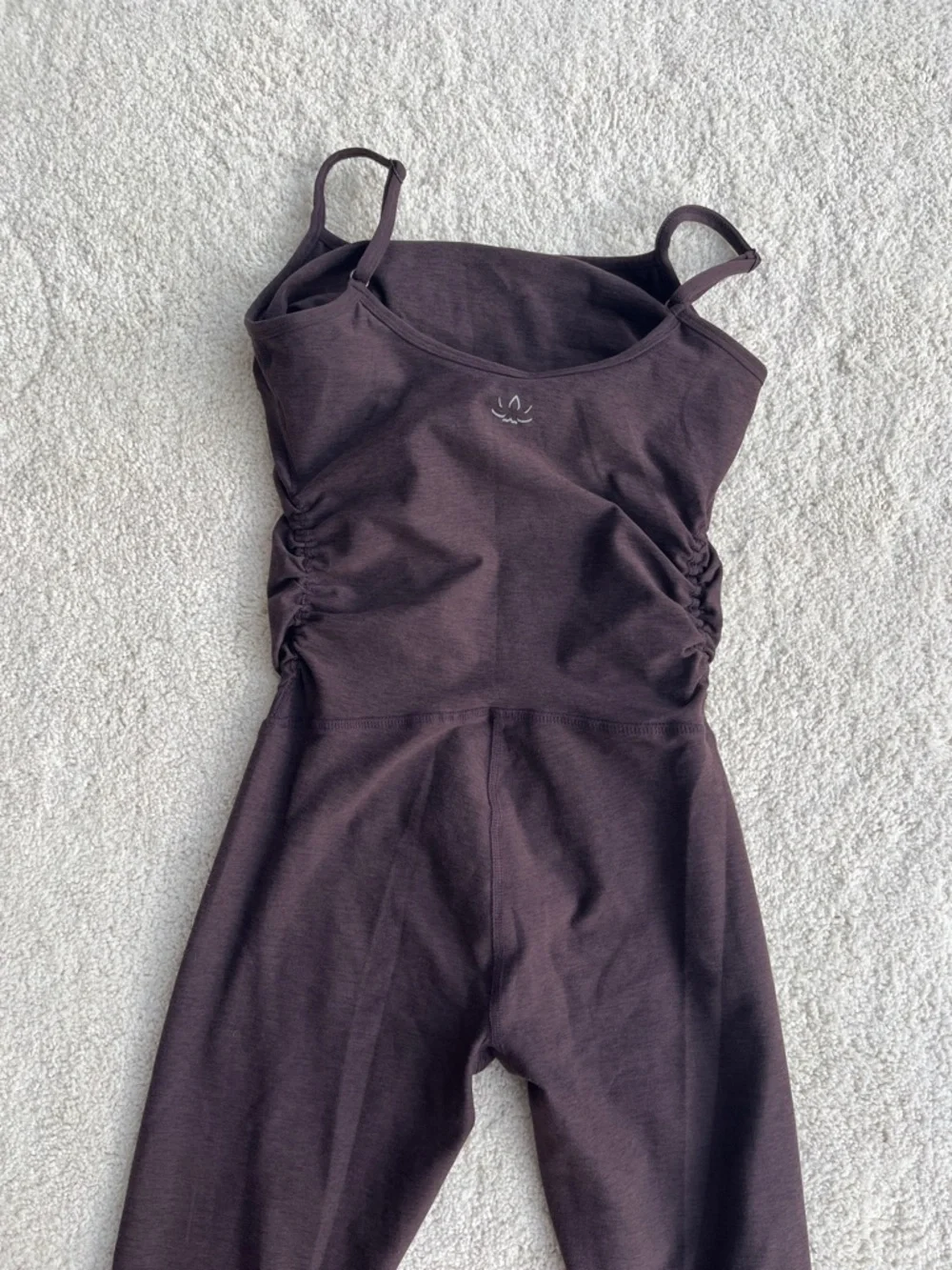Beyond Yoga Spacedye Up Level Maternity Jumpsuit in Dark Chocolate Heather - Picture 7 of 11